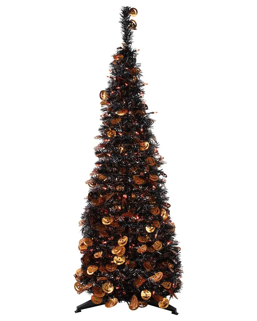 4ft Fall Harvest Pop Up Artificial Tree with Pumpkins - Orange