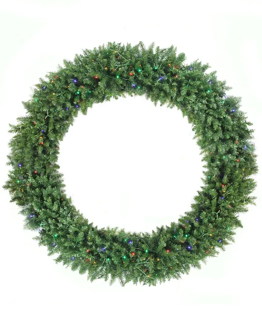 5-Foot Buffalo Fir Christmas Wreath with LED Lights - Green