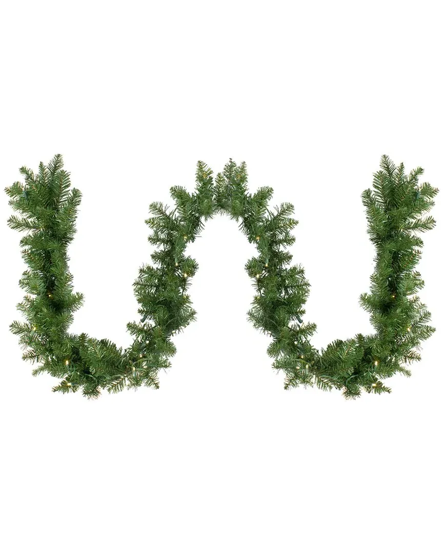 50-Foot Buffalo Fir Christmas Garland with LED Lights - Green