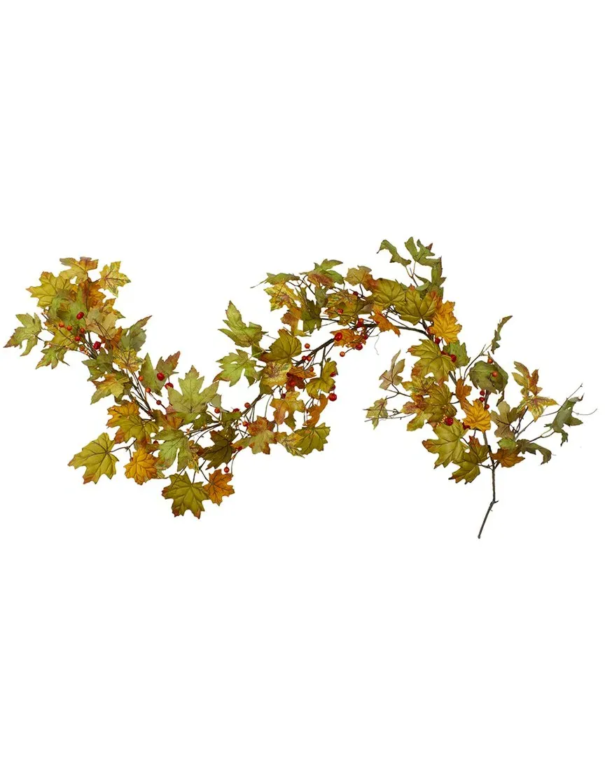 5.5ft Leaves & Berries Artificial Thanksgiving Garland - Red image