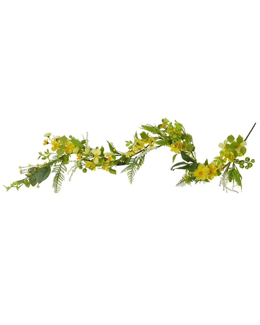 5ft Daisy & Berry Artificial Spring Garland - Yellow image