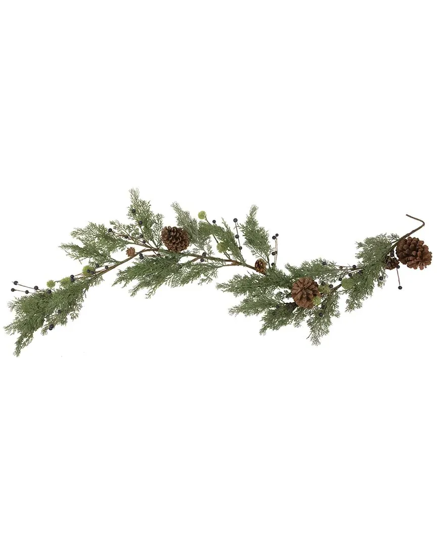5ft Pine Christmas Garland with Pinecones - Green image