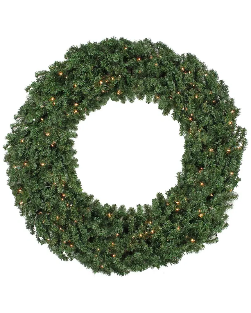 5ft Pre-Lit Canadian Pine Christmas Wreath - Green