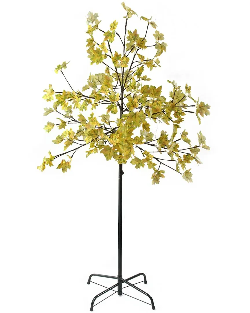 5ft Pre-Lit LED Maple Leaf Artificial Tree - Yellow