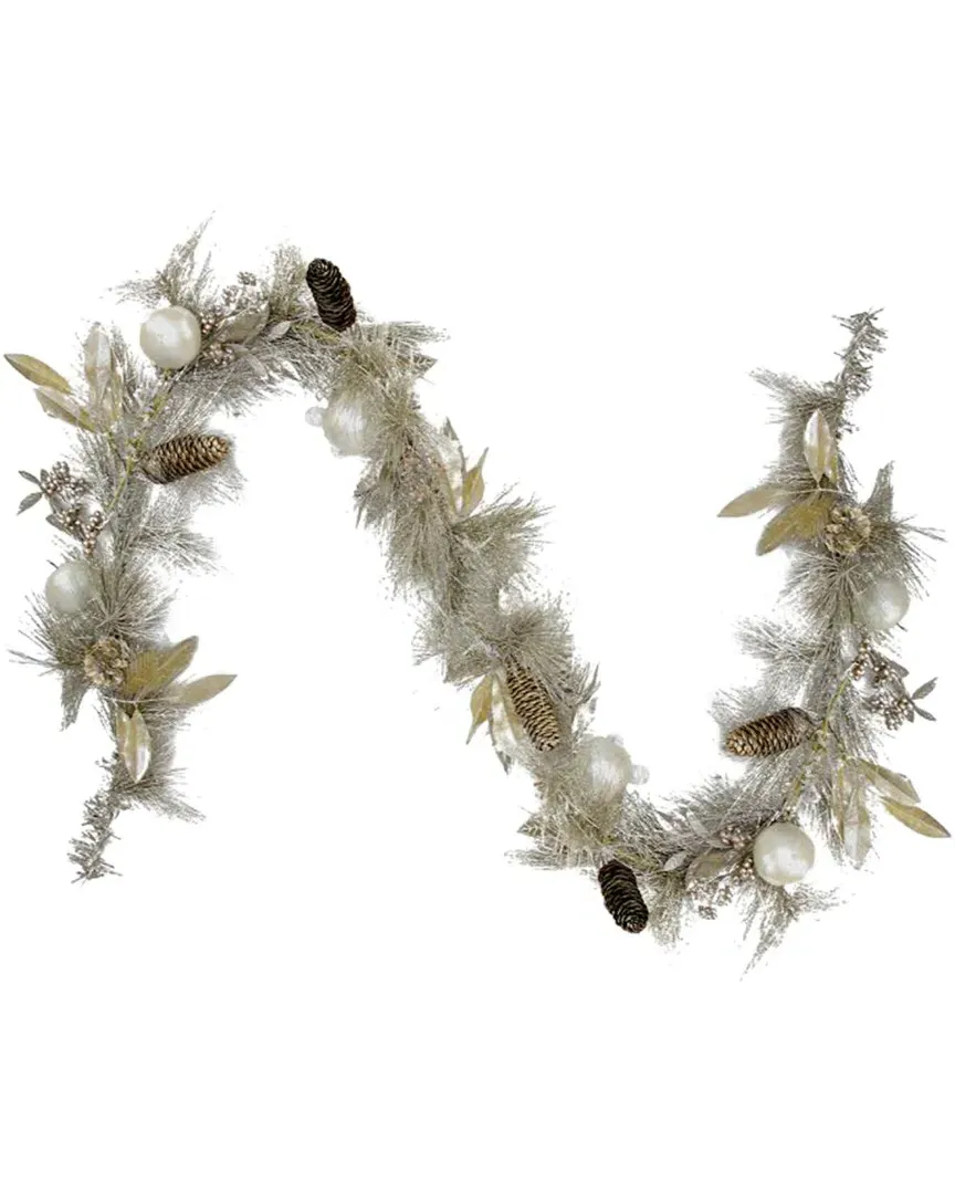 6-Foot Christmas Garland with Pomegranate & Pine Cone - Gold image