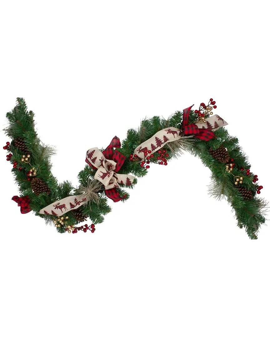 6ft Bows & Berries Artificial Christmas Garland - Green image