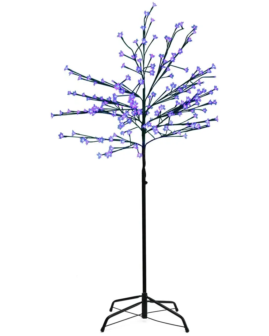 8ft LED Lighted Japanese Sakura Blossom Tree - Blue image