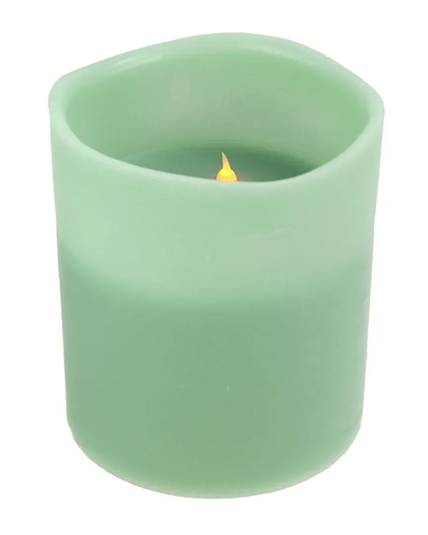 8in Battery Operated LED Pillar Candle - Sage Green, Wax image