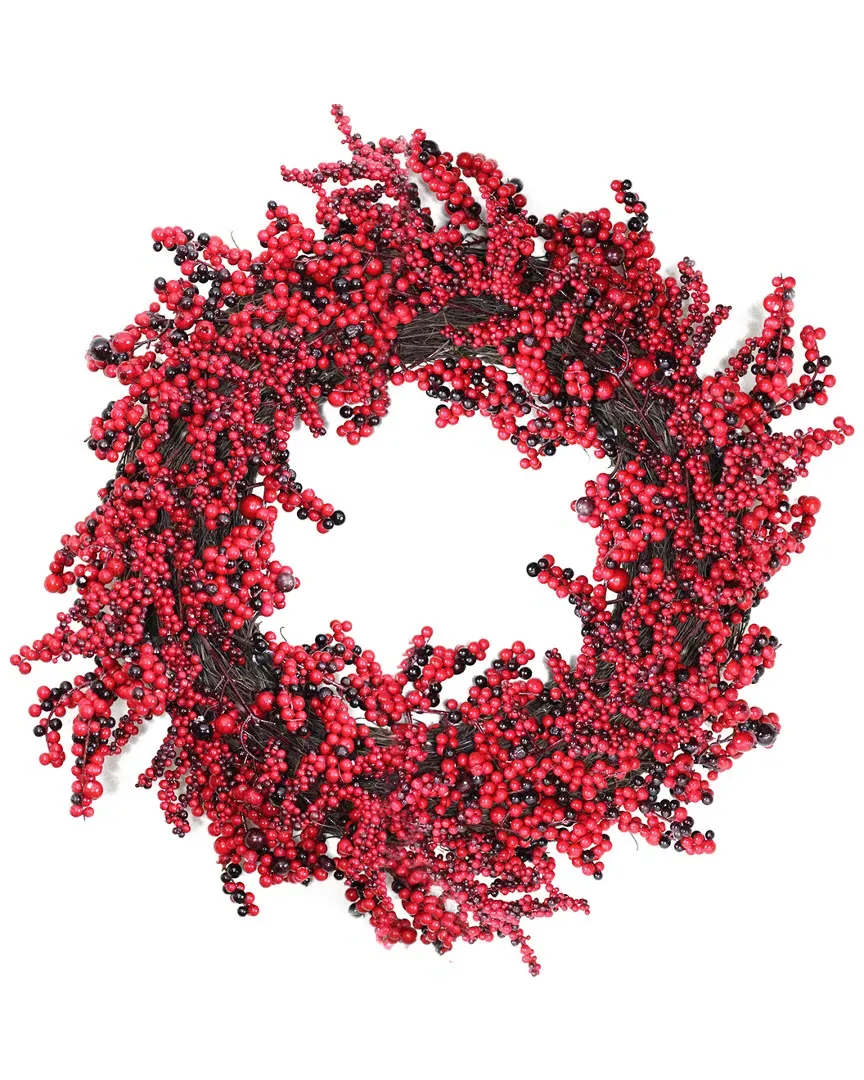 Artificial Berry Christmas Wreath - Burgundy Red, Vine Twig image