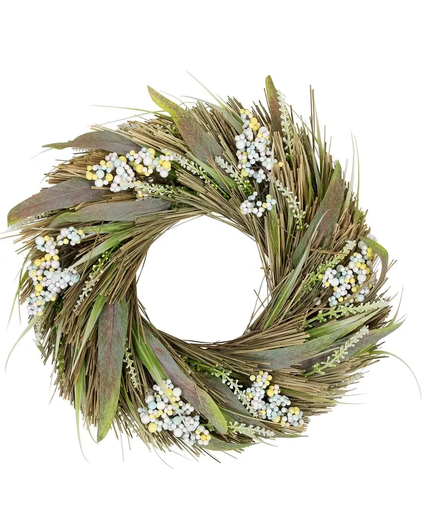 Artificial Mixed Foliage Wreath with Berries - Green image