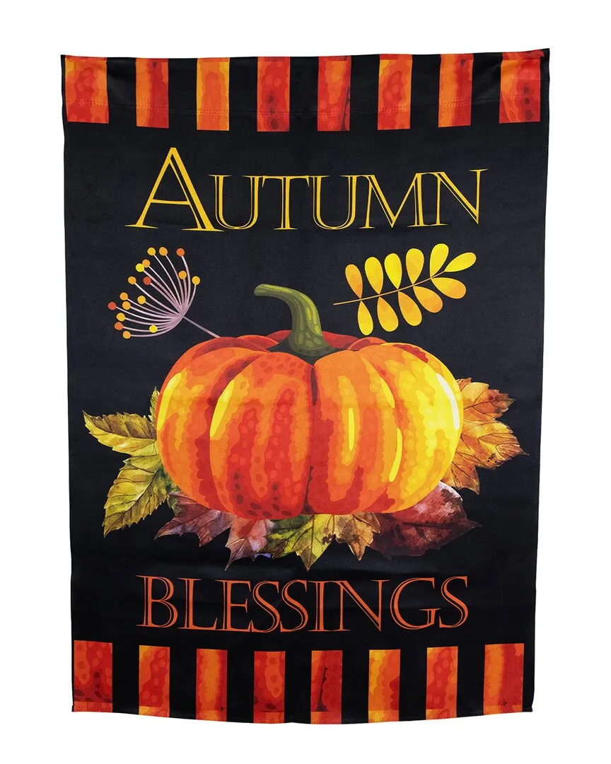 Autumn Blessings Pumpkin Fall Harvest Outdoor Flag - Black