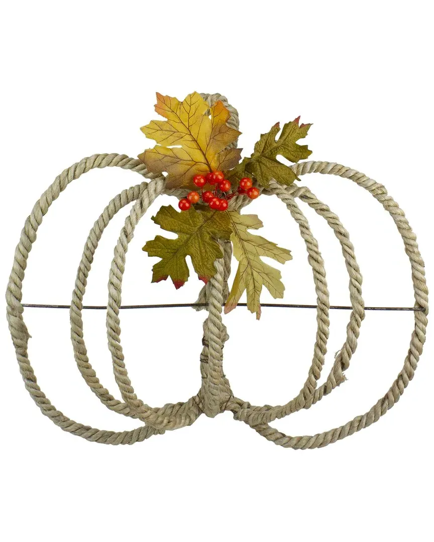 Autumn Foliage Rope Pumpkin Fall Wall Decoration - Ivory image