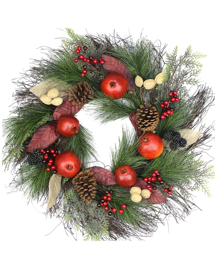 Autumn Harvest Mixed Pine Berry & Nut Thanksgiving Fall Wreath