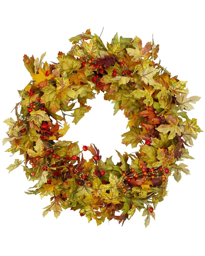 Berries And Twigs Artificial Thanksgiving Wreath - Yellow