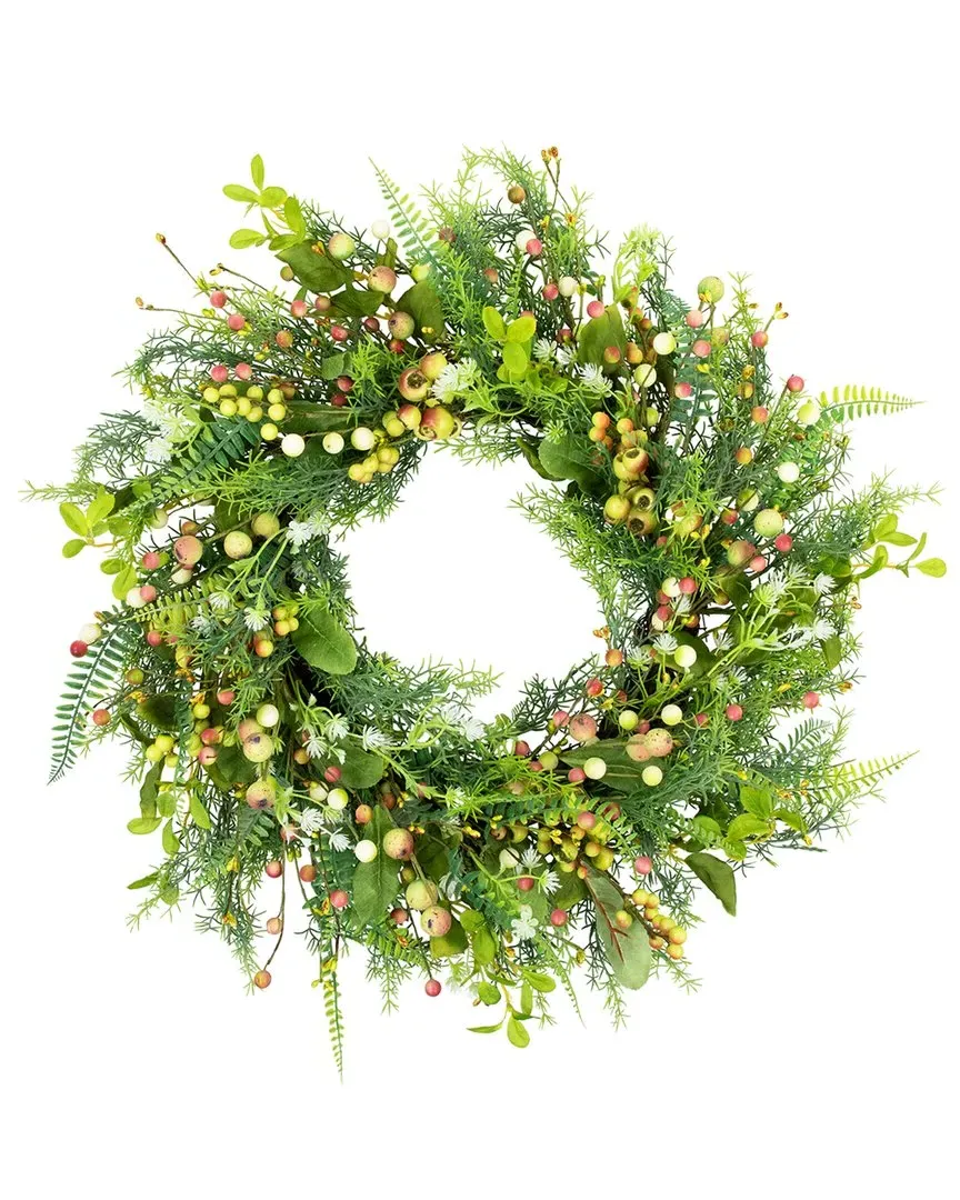 Berry & Crabapple Fern Foliage Wreath - Green image