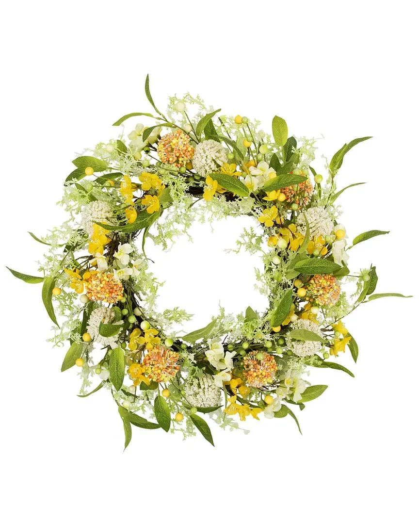 Berry & Thistle Floral Wreath - Yellow