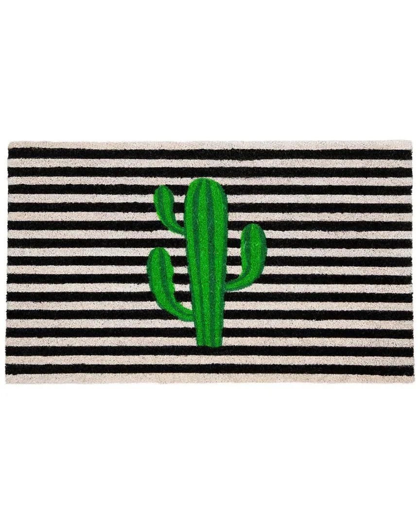 Cactus Striped Coir Outdoor Doormat - Green image