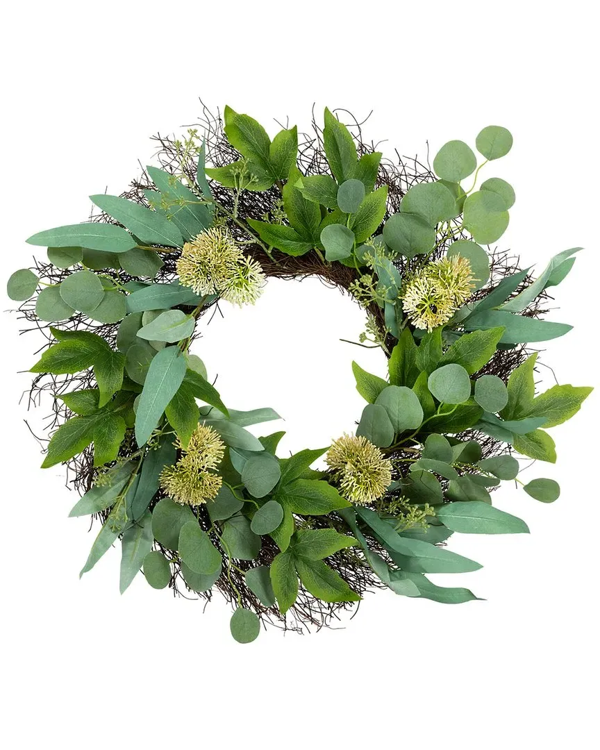 Eucalyptus & Olive Leaf Twig Spring Wreath - Green image