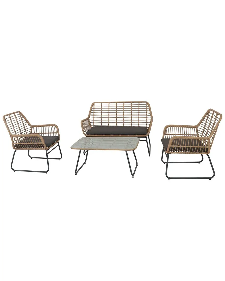 Kingstown 4-Piece Rattan Patio Conversation Set with Cushions image