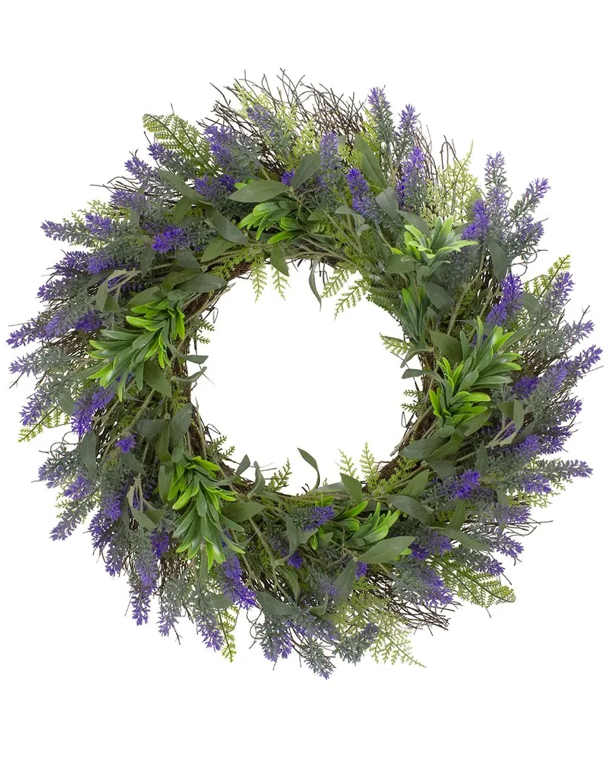 Lavender & Spring Foliage Floral Wreath - Purple