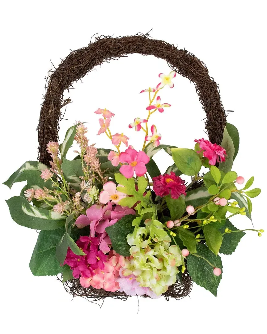Leafy Hydrangea Floral Hanging Basket - Pink image