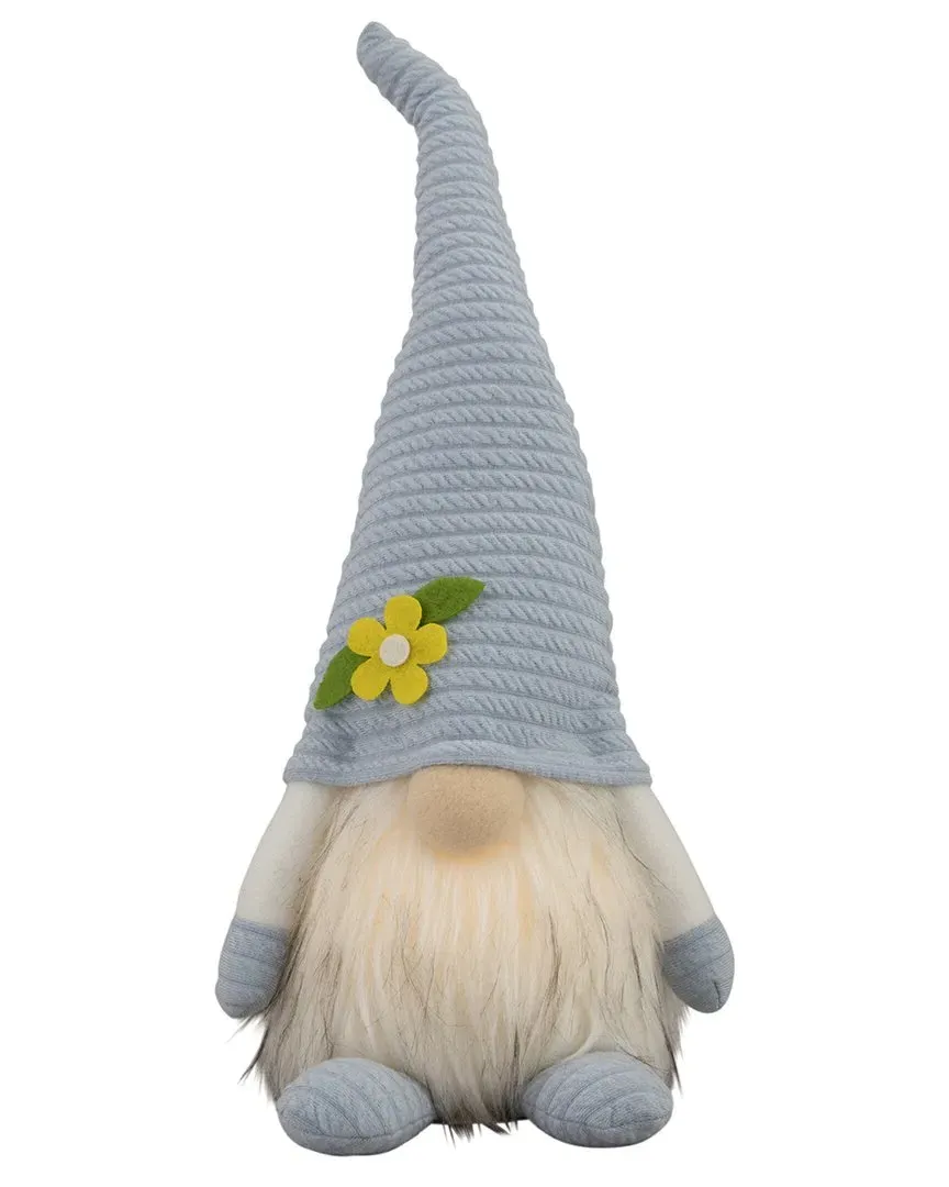 Lighted Spring Gnome with Flower Hat - Blue, Fabric