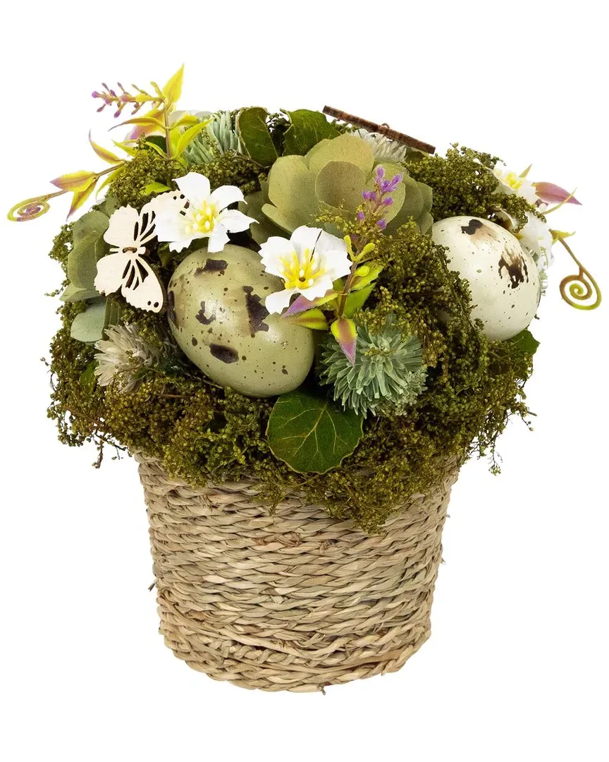 Mixed Floral & Easter Egg Artificial Arrangement - Green image