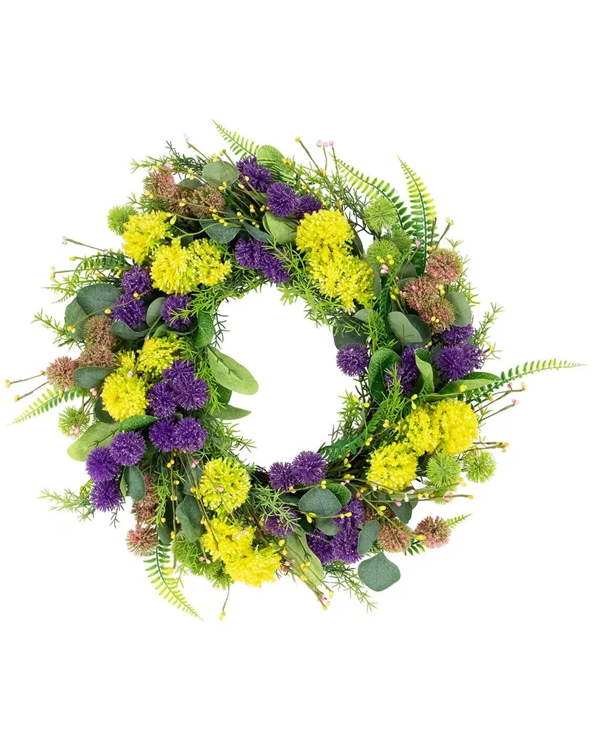 Mixed Foliage & Thistle Spring Wreath - Green