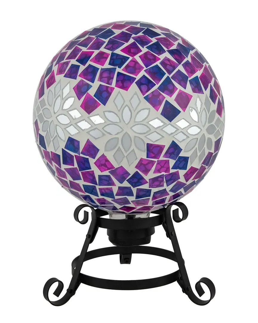 Mosaic Floral Outdoor Garden Gazing Ball - Purple, Glass image
