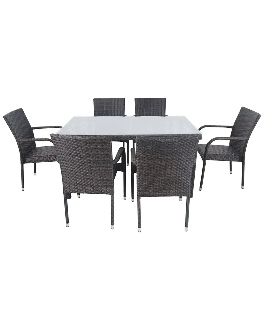 Nassau 7-Piece Outdoor Patio Dining Set - Brown, Wicker