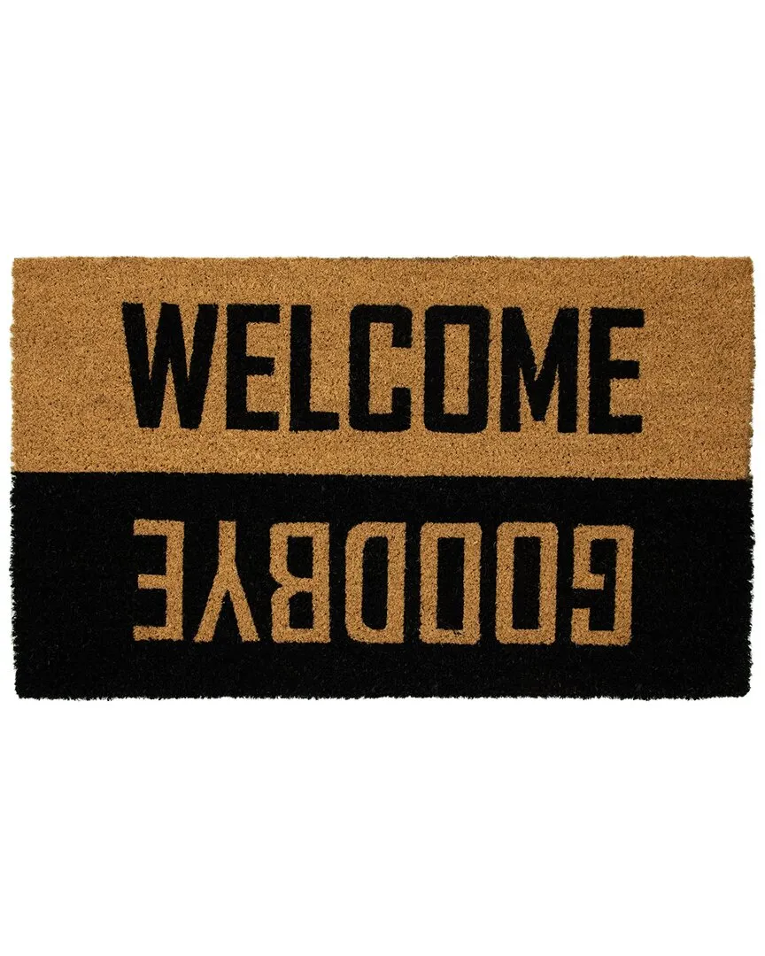 Natural Coir Welcome Goodbye Outdoor Doormat - Black image