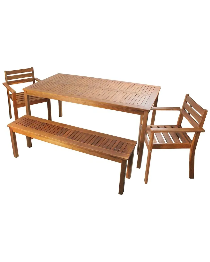 Northlight 4-Piece Outdoor Patio Dining Set - Brown, Acacia Wood image