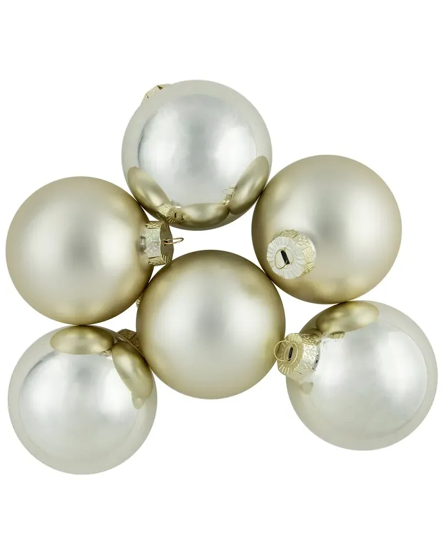 Northlight 6-Piece Glass Ball Christmas Ornaments - Gold image