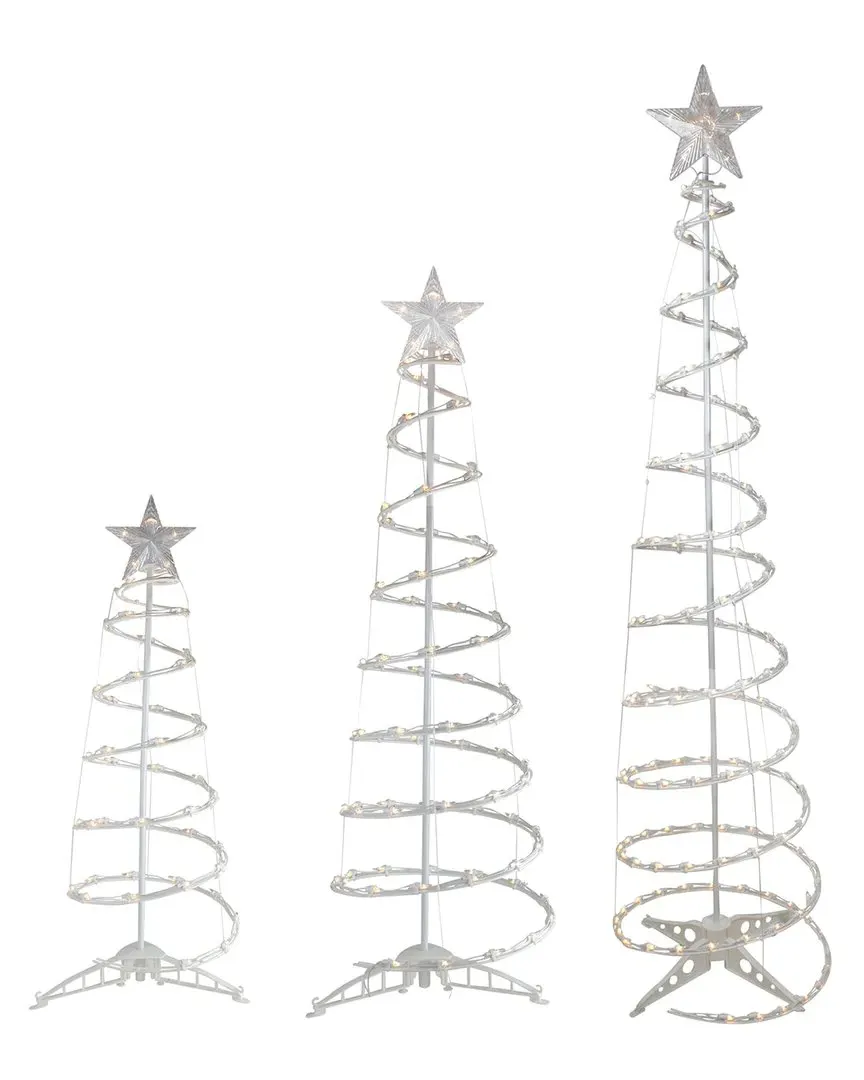 Northlight Set of 3 Lighted Spiral Christmas Trees - White image