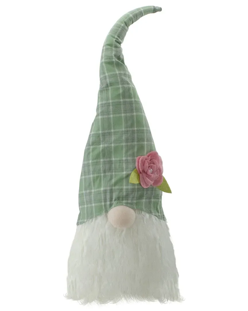 Plaid Easter Gnome Head Table Decor - Green image