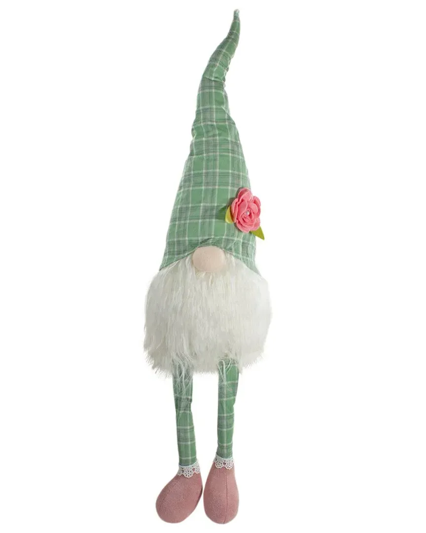 Plaid Spring Gnome with Dangling Legs - Green