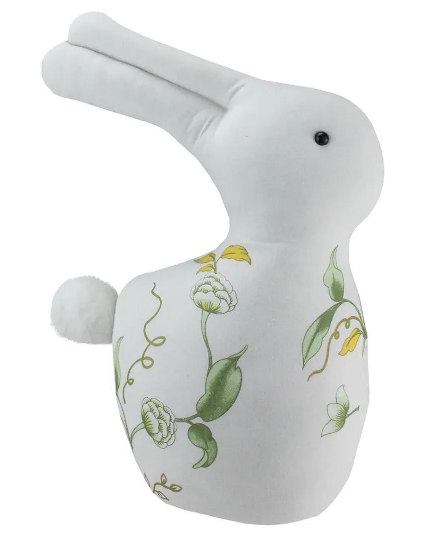 Plush Floral Easter Bunny Decoration - White
