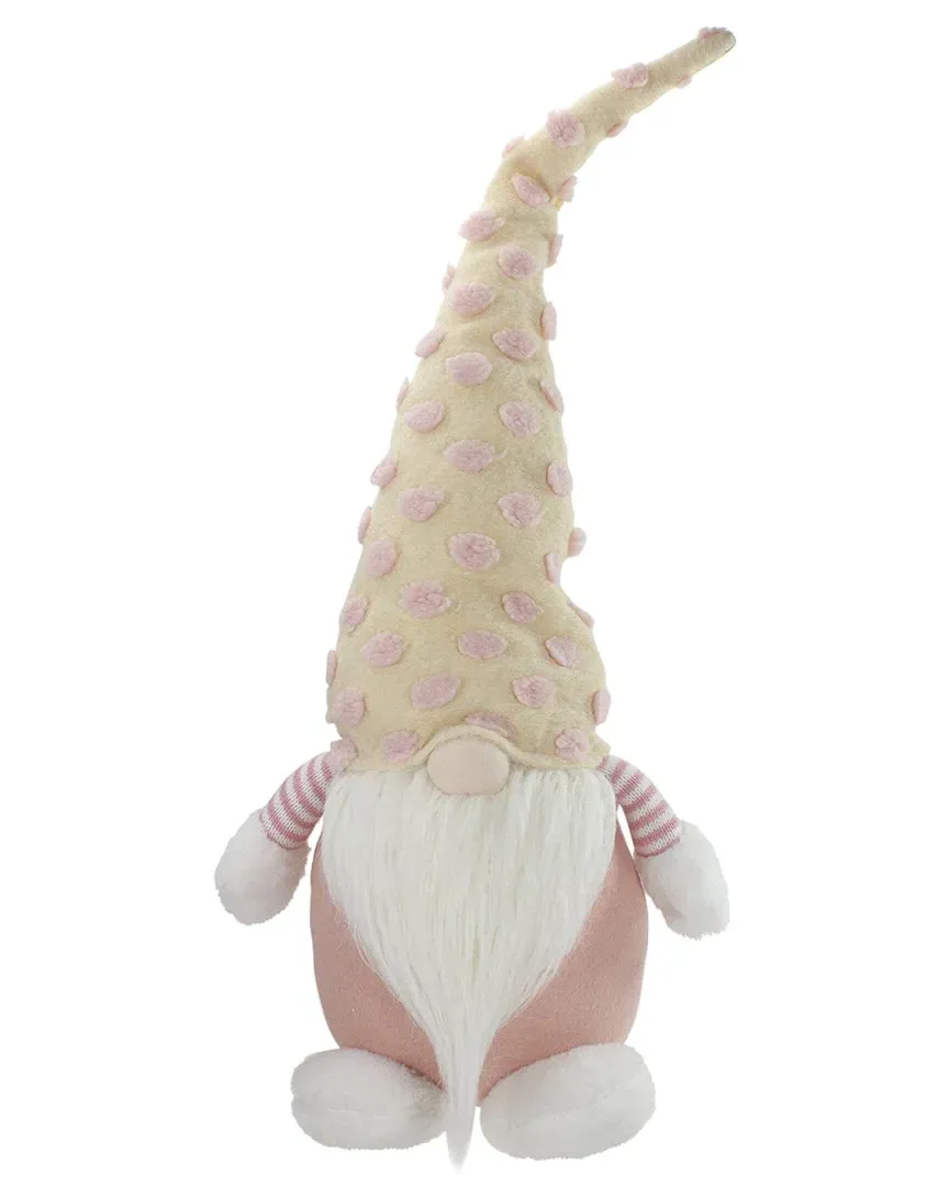 Plush Standing Gnome Figure with Hat - Pink, Polyester image
