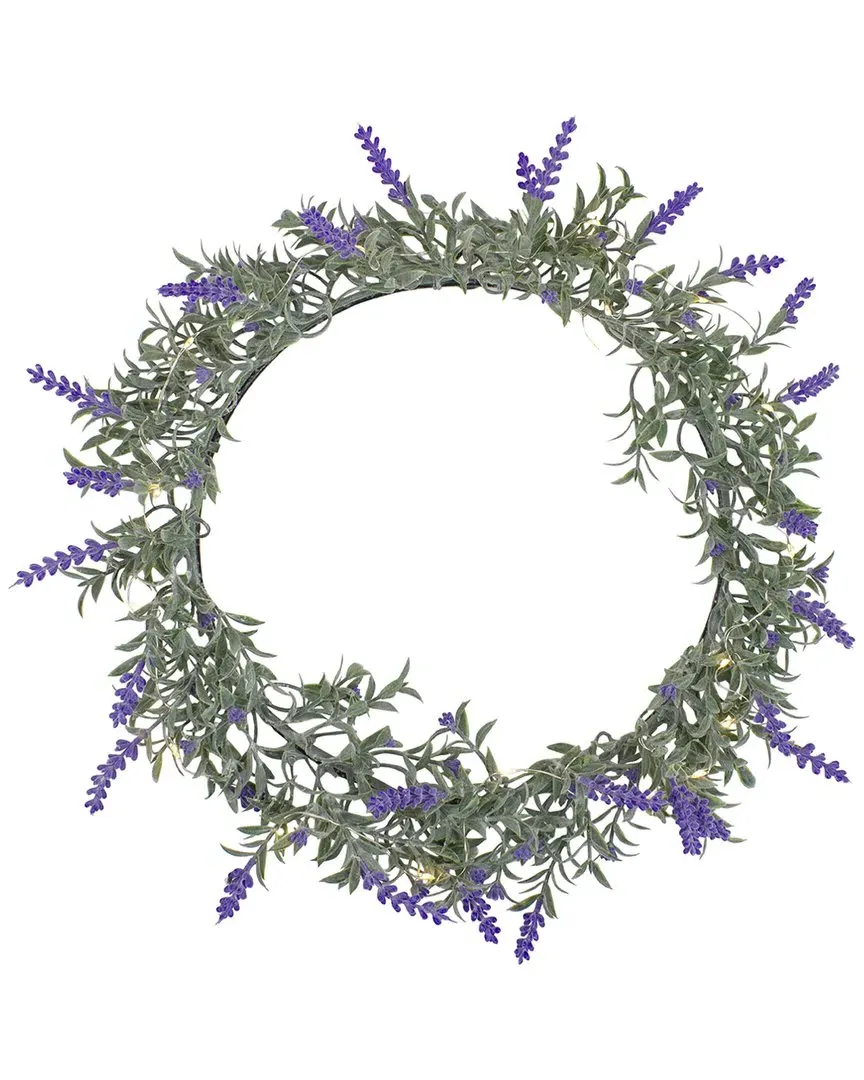 Pre-Lit Battery Operated Lavender Wreath - Green