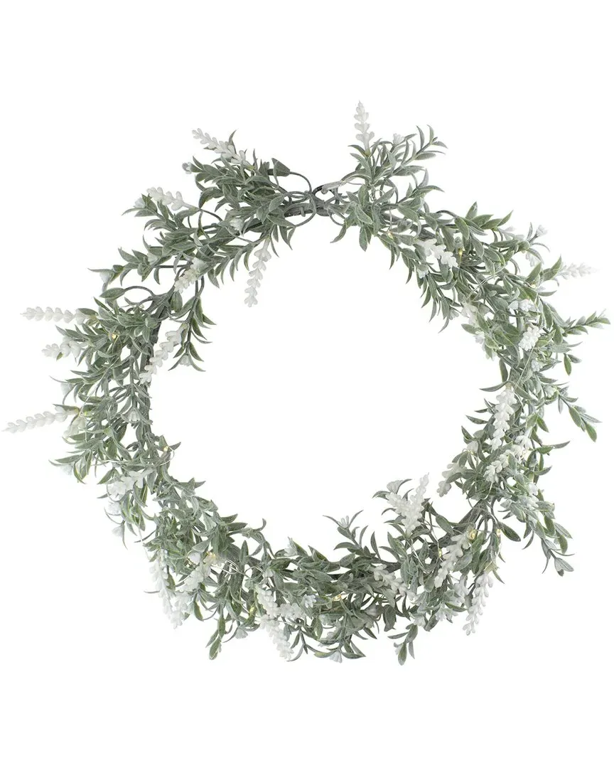 Pre-Lit Battery Operated Lavender Wreath - Green image