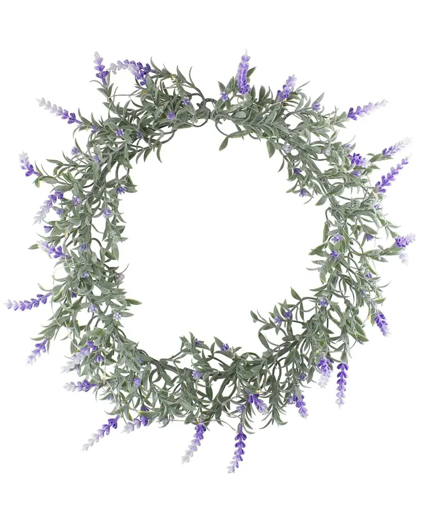 Pre-Lit Ombre Lavender Spring Wreath with Battery - White