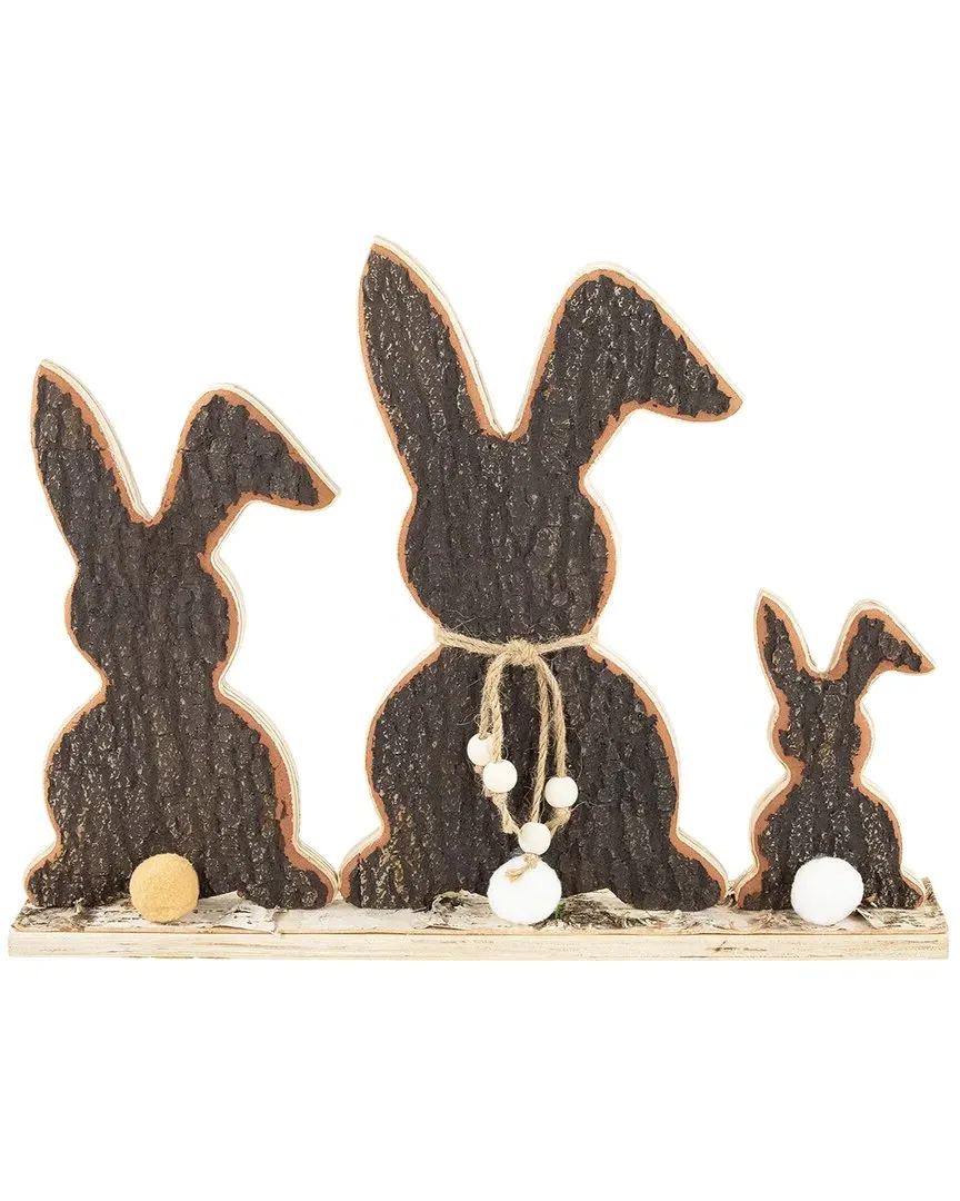 Rabbit Trio Tree Bark Decoration - Brown image