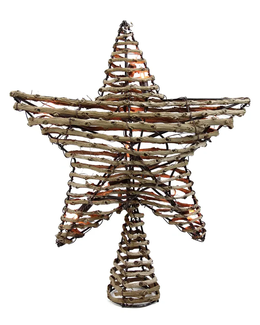 Rattan Star Christmas Tree Topper - Brown image