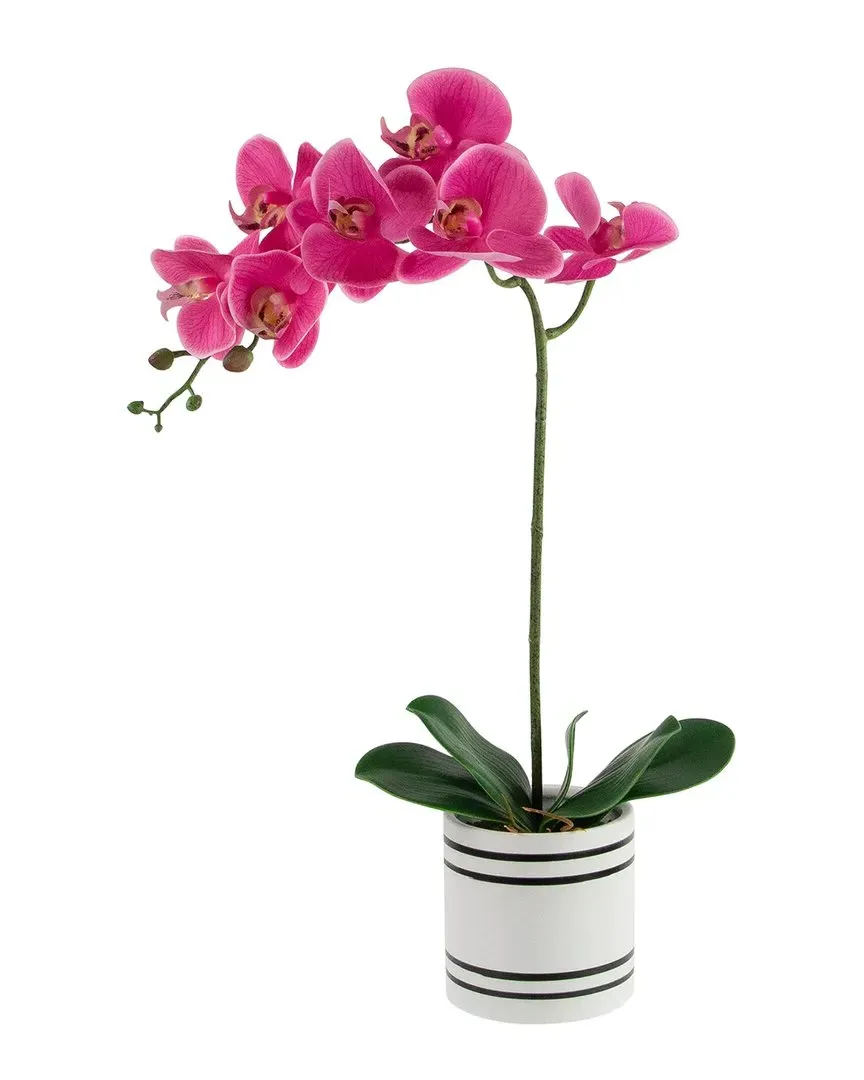 Real Touch Artificial Spring Orchids in Striped Pot - Pink