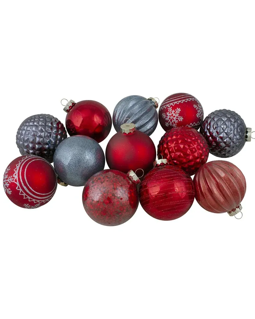 Set of 12 Finial Glass Ball Christmas Ornaments - Multi, Glass