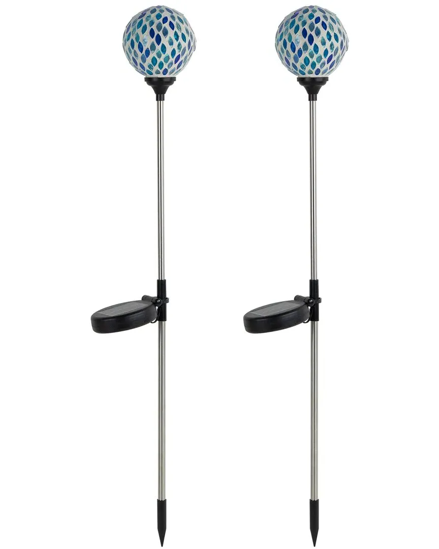 Set of 2 Mosaic Stained Glass Solar LED Pathway Markers image