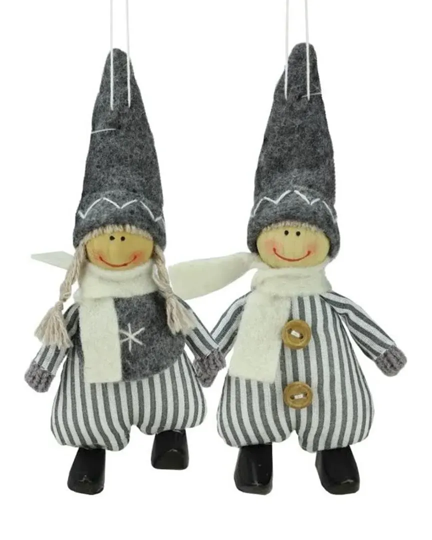Set of 2 Twin Christmas Ornaments - Gray, Plush image