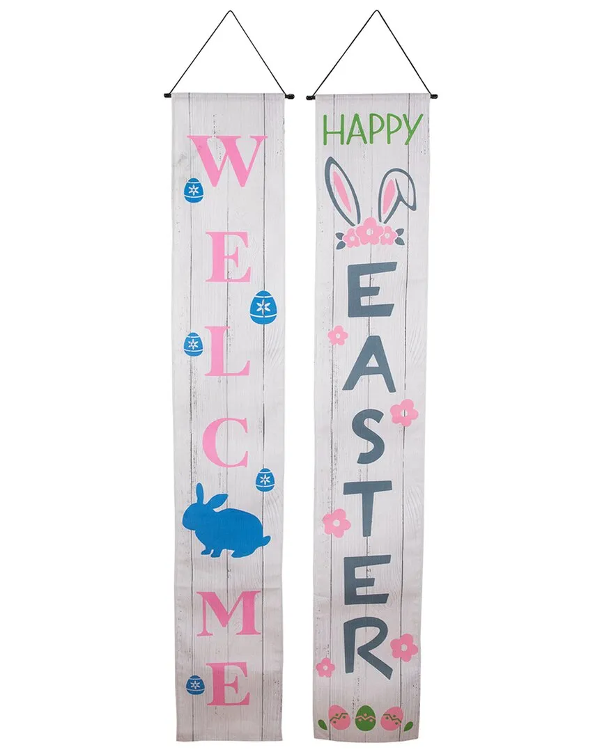 Set of 2 Welcome & Happy Easter Hanging Banners - Ivory image