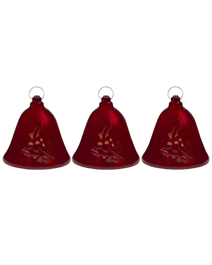 Set of 3 Musical Lighted Christmas Bells - Red image
