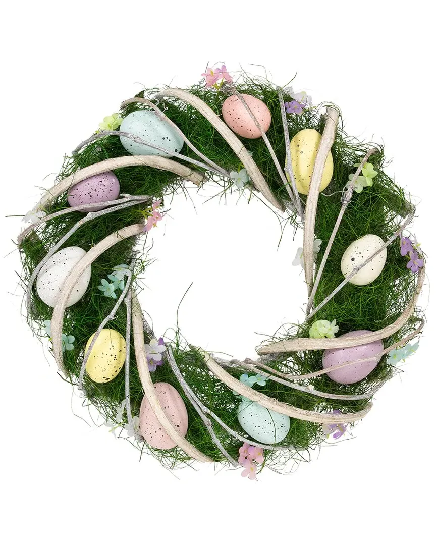 Speckled Eggs & Spring Flowers Easter Wreath - Green